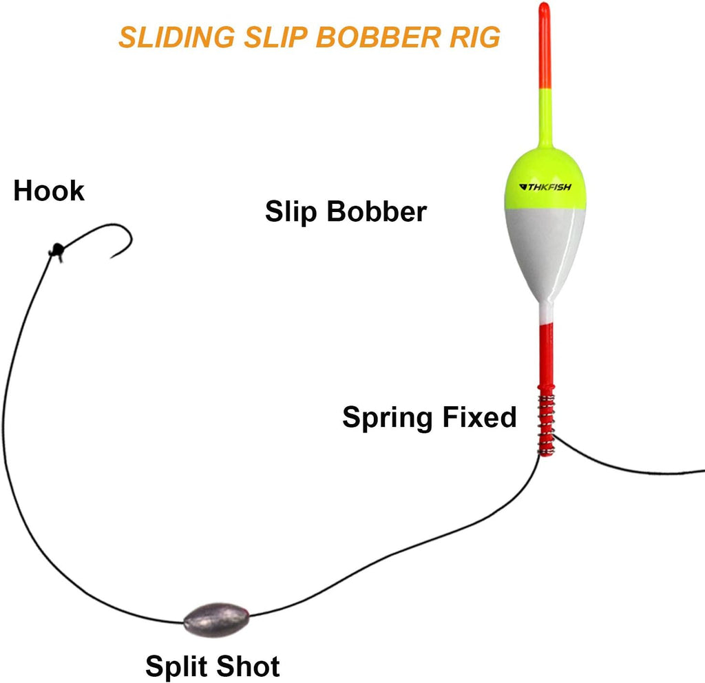 THKFISH Balsa Wood Spring Bobbers with Oval Slip Bobbers, Fishing Floats