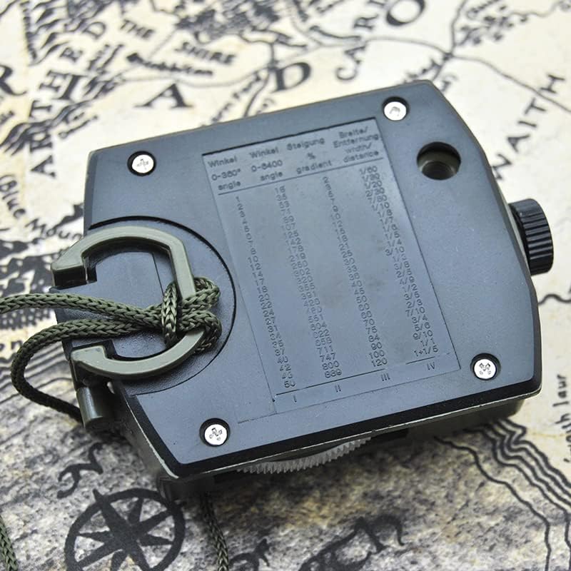 Military Lensatic Sighting Compass Waterproof and Shakeproof with Map Measurer Distance Calculator, Pouch for Camping, Hiking