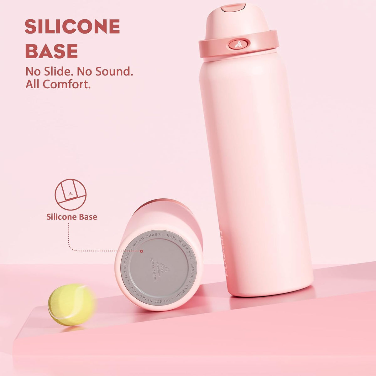 POWCAN 40 oz Insulated Water Bottle: 2-in-1 Push-Button Spout & Quick-Flip Straw, Leakproof, Cold 24Hrs, Fits Car Cup Holder, Stainless Steel Water Bottle for Sports, Travel, School (Cotton Candy)