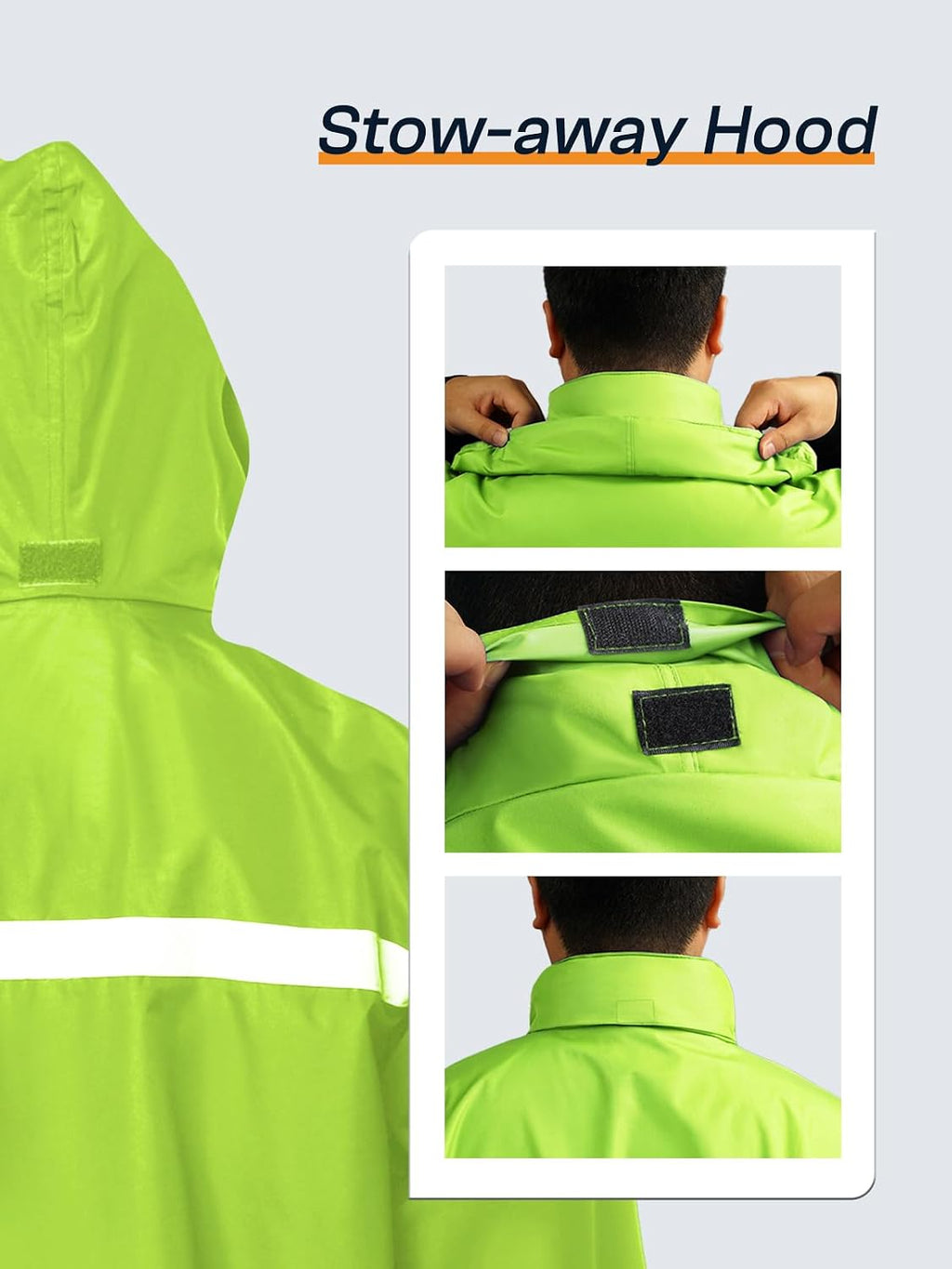 Men's Rain Suit High Visibility Reflective Work Rain Jacket Pants for All Sport Farm Fishing Motorcycle