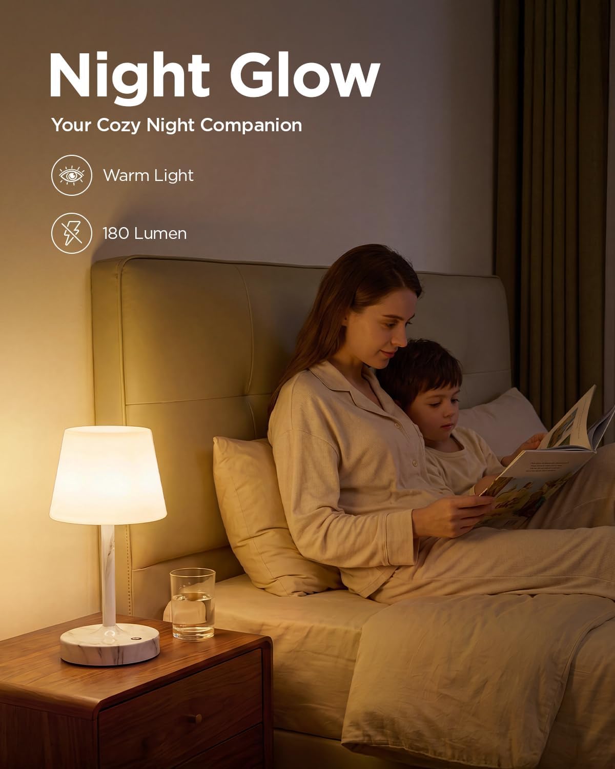 IP65 Waterproof Rechargeable Shower Lamp, Cordless Bathroom Touch Lamps