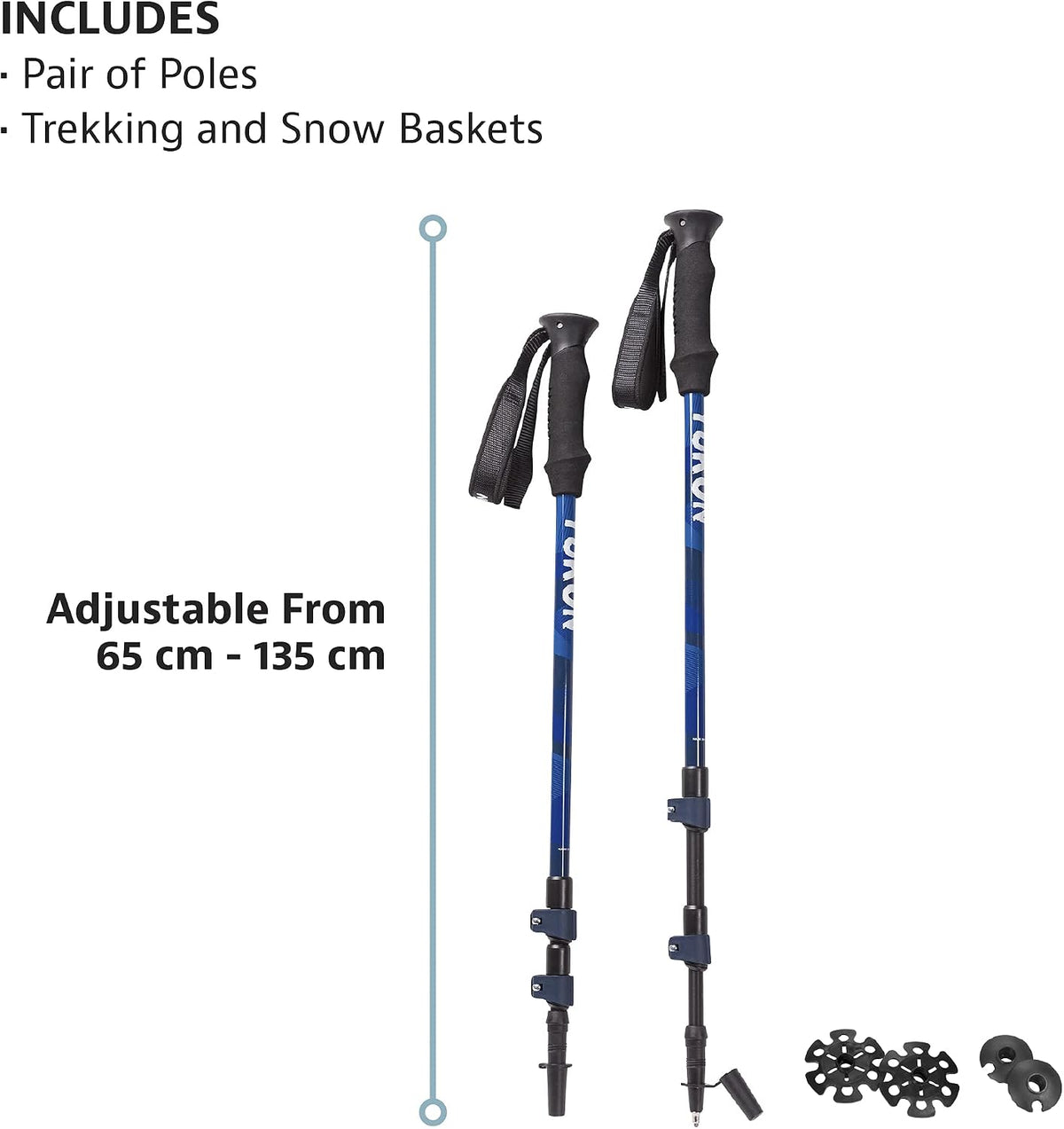 Yukon Charlie's Sherpa Trekking Poles, Twist Lock Adjustment System, Hiking Poles and Snow Baskets, Multiple Styles & Sizes