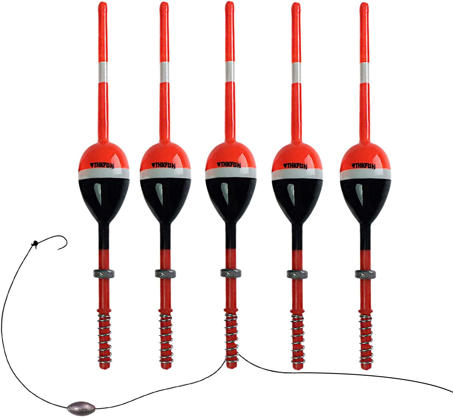 THKFISH Balsa Wood Spring Bobbers with Oval Slip Bobbers, Fishing Floats