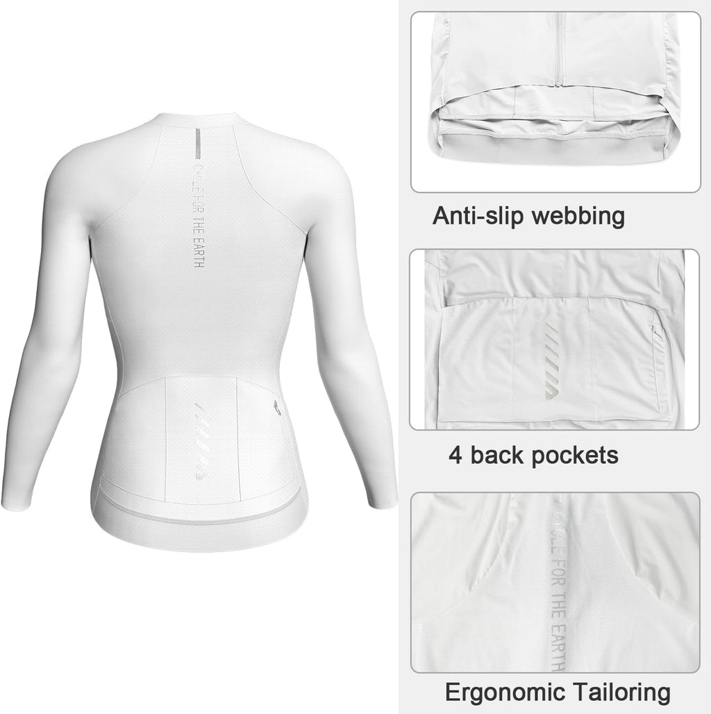 Wulibike Cycling Jersey Women Long Sleeve,Bike Shirts for Women Biking Tops Breathable Cycle Jerseys with 4 Pockets