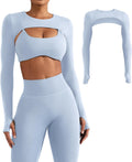 YEOREO Women Crop Top Long Sleeve Bolero Open Front Workout Cropped Shirts Sports Shrug