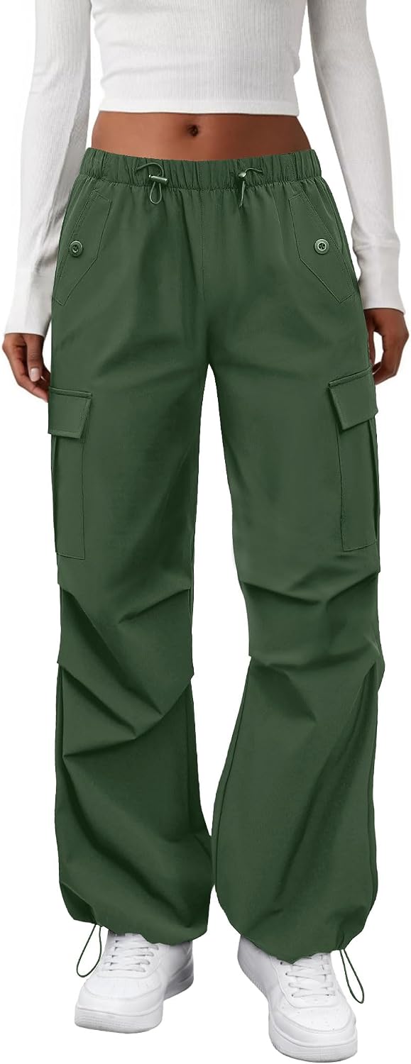 COPYLEAF Cargo Pants Women Parachute Baggy Hiking Pants with Pockets Travel