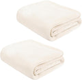 2 Pcs Flannel Fleece Throw Blanket for Bed Couch Large Soft Blanket Lightweight Throw for Sofa,Couch,Travel,Camping,(Beige,50x60 Inch)