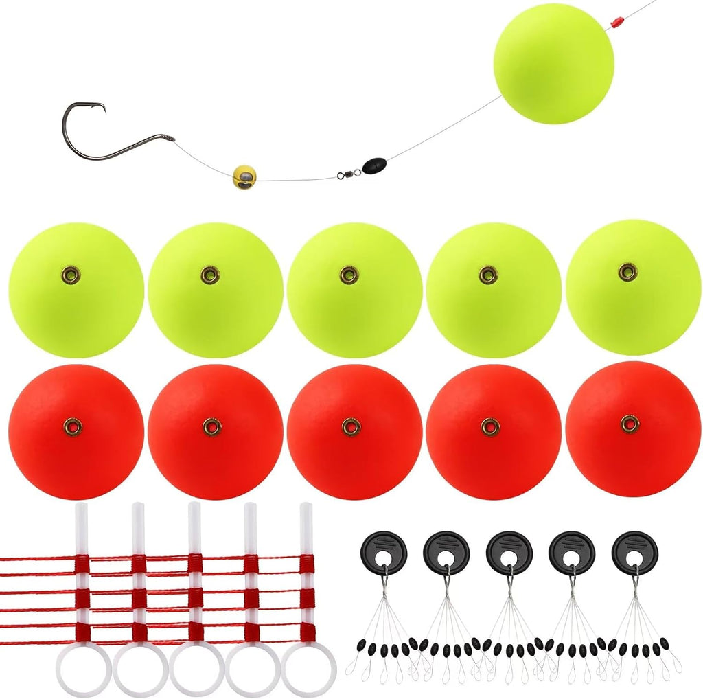 Dovesun 20pcs Slip Fishing Bobber Fishing Float Slip Fishing Rig Rubber Bobber Stoppers for Crappie Panfish Walleyes Trout Bass Fishing