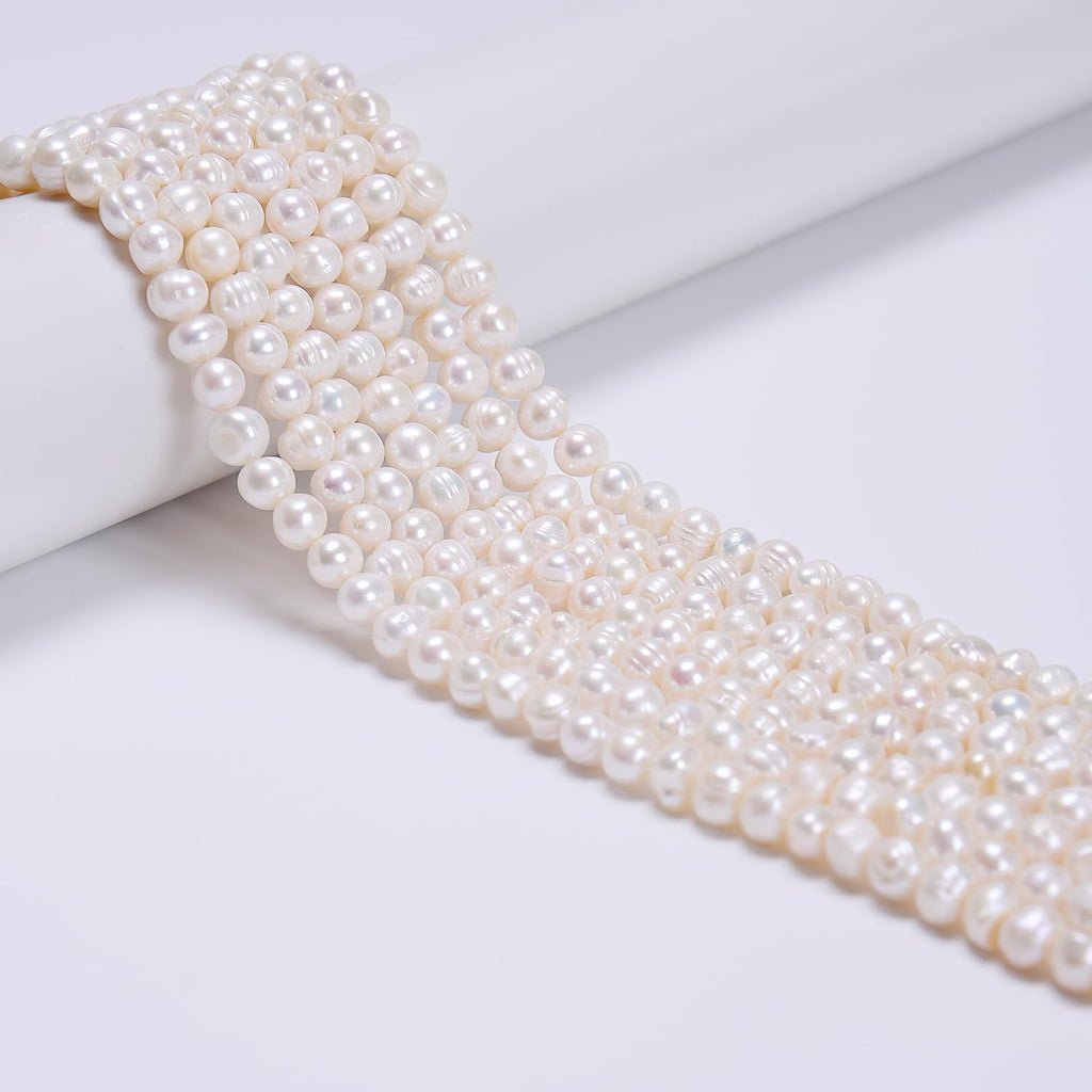 AD Beads Natural Freshwater White Pearl Round Beads 15" 4mm 6mm 8mm 9mm 10mm 11mm 12mm (5.2mm)