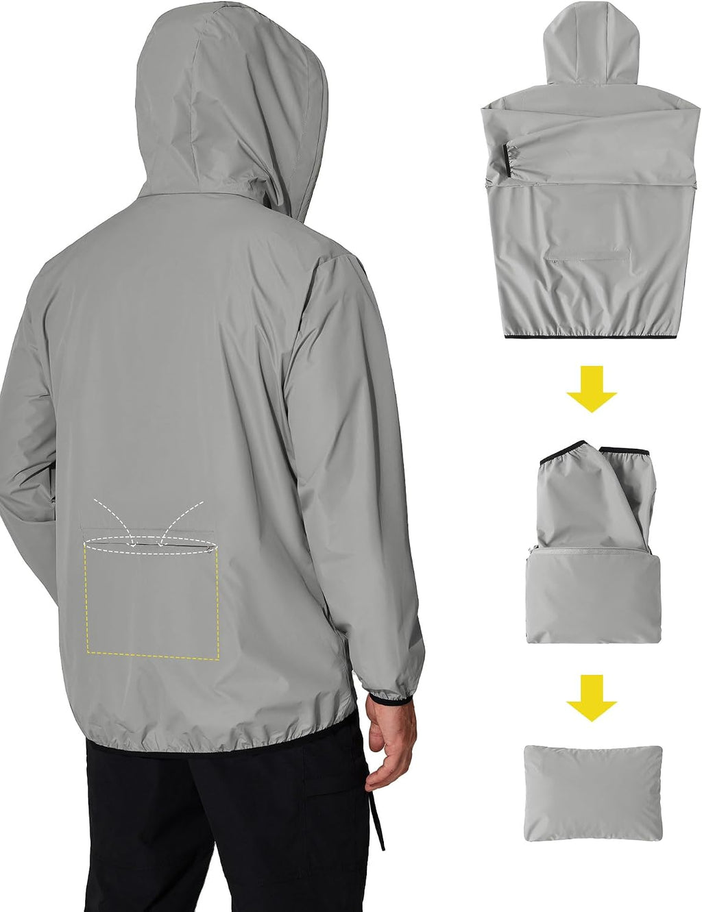 COOFANDY Men's Light Rain Jacket Packable Waterproof Raincoat Windbreaker
