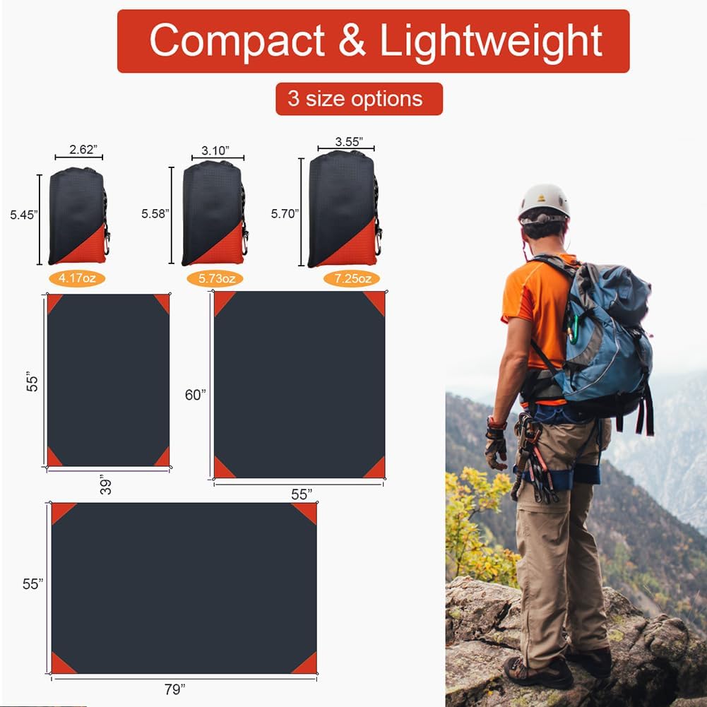 Pocket Picnic Blanket, Compact Lightweight Tarp for Camping