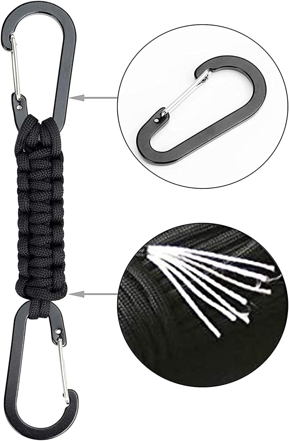 BRAVESHINE Paracord Keychain Carabiner Clip | D Ring Hanger Lanyard Hook