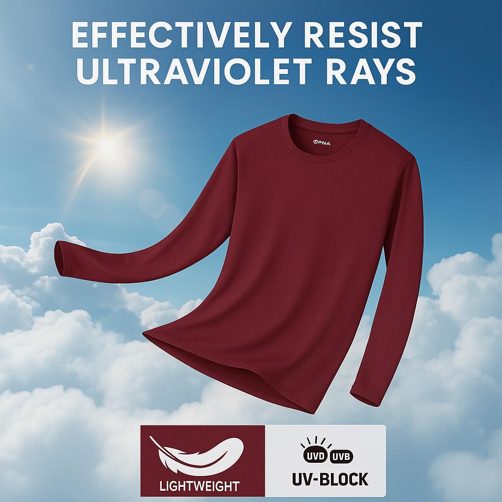 Men's Long Sleeve Moisture Wicking Athletic Shirts, Dry Fit Long Sleeve UV Protection Shirts Men for Workout, Running, Hiking