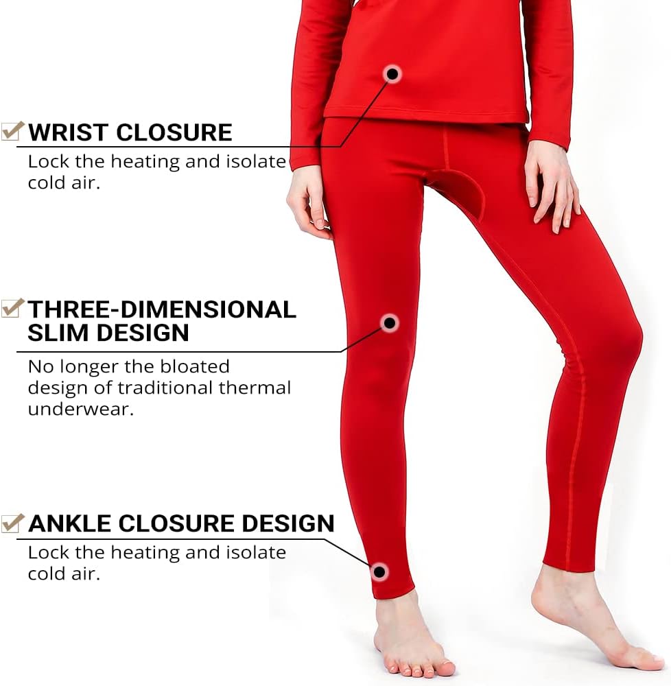 Women's Thermal Underwear Base Layer with Fleece Lined Winter Cold Weather