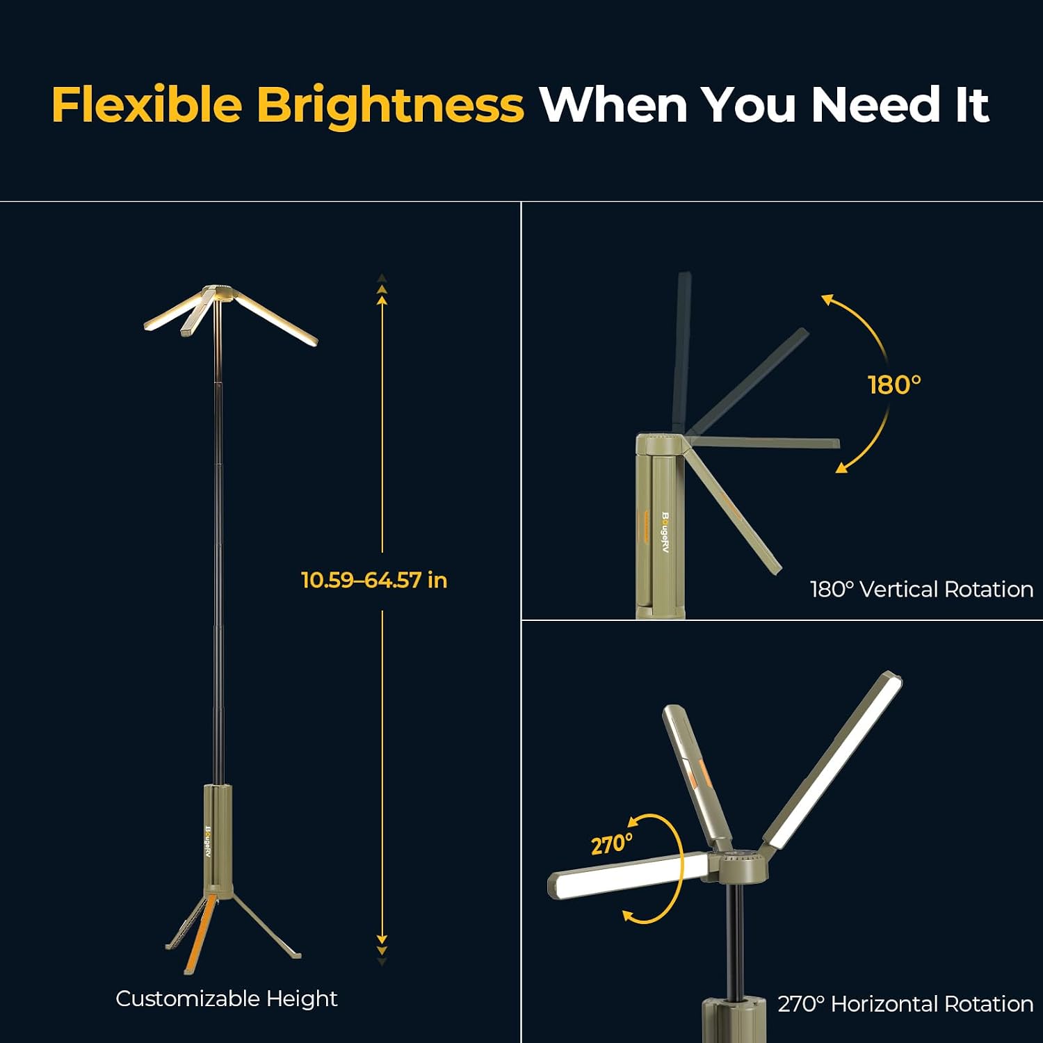 BougeRV Telescopic Camping Light CL04, 15600mAh Camp Lantern Rechargeable