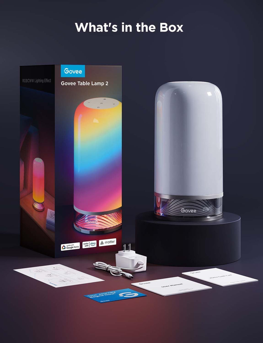 Govee RGBIC Smart Table Lamp 2, Touch Bedside Small Table Lamp (Corded)