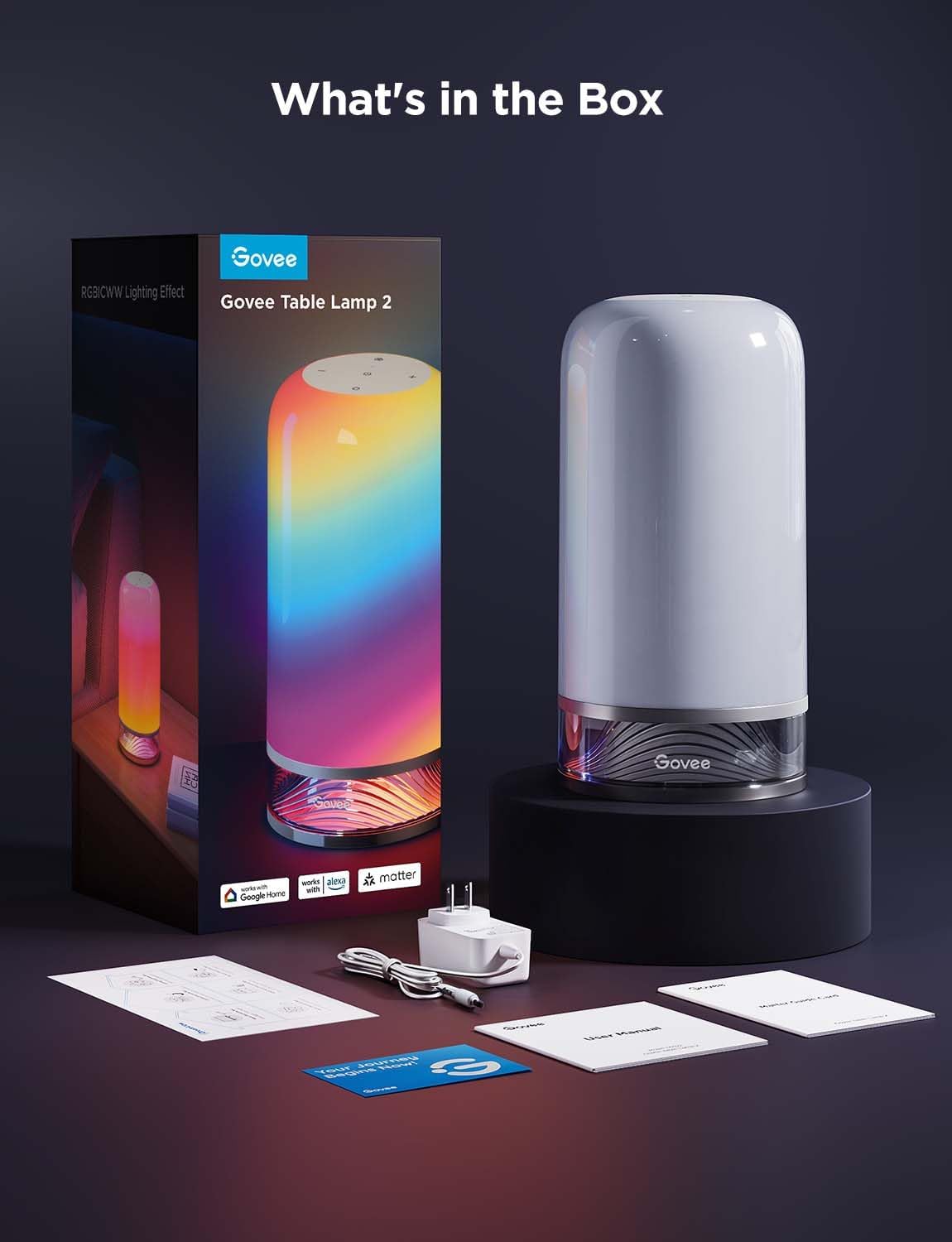 Govee RGBIC Smart Table Lamp 2, Touch Bedside Small Table Lamp (Corded)