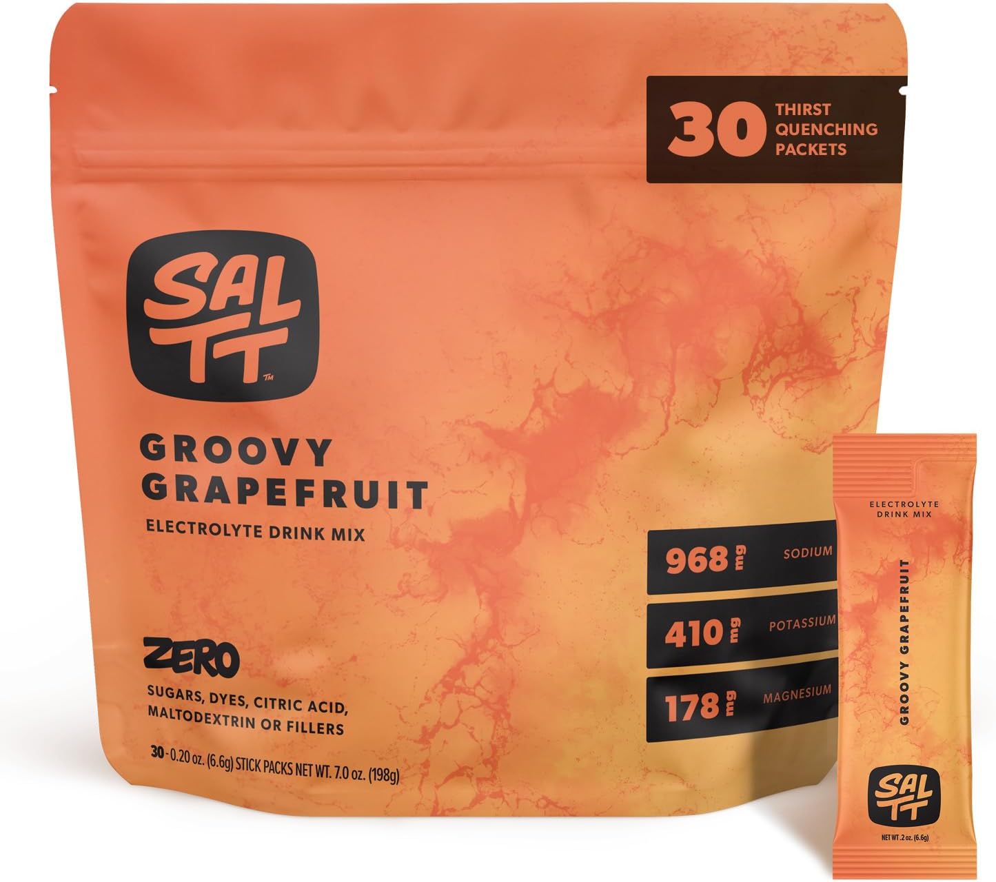 SALTT Electrolyte Packets - Groovy Grapefruit (30 Sticks) - Zero Sugar