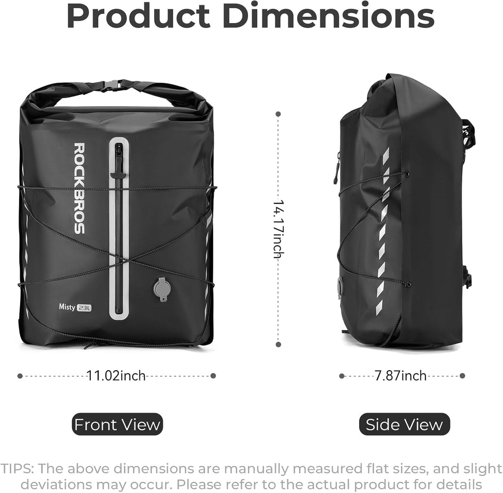 ROCKBROS Bike Panniers Waterproof 23L Adjustable Quick Release Buckles