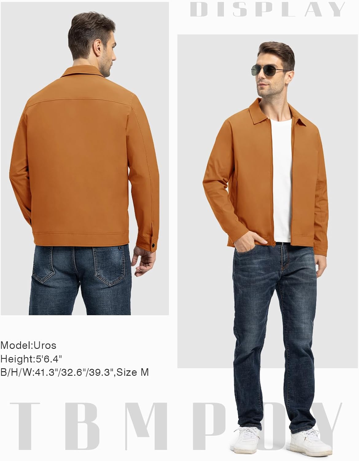 TBMPOY Mens Lightweight Jackets Light Windbreaker Full Zip Casual Work Jacket Golf Business Fall Track Coat with Pockets