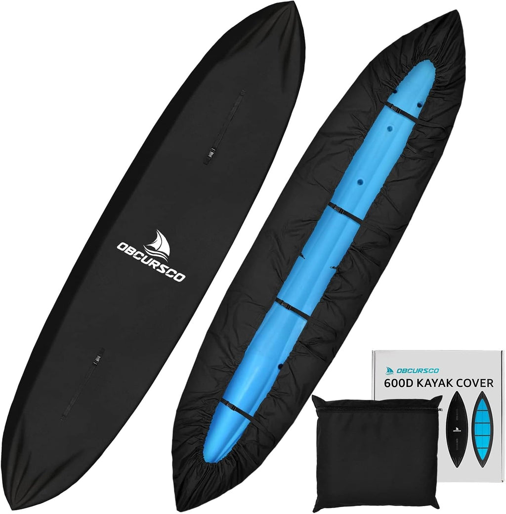 Obcursco 600D Kayak Cover Waterproof, 9.3-16.5FT, Heavy Duty Canoe Cover