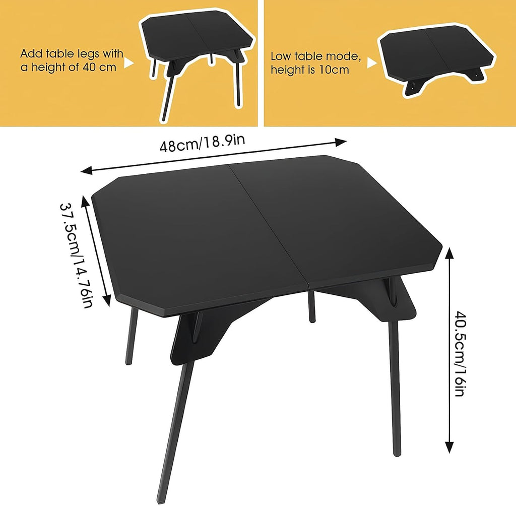 ele ELEOPTION Portable Small Folding Camping Table Aluminum Legs Black