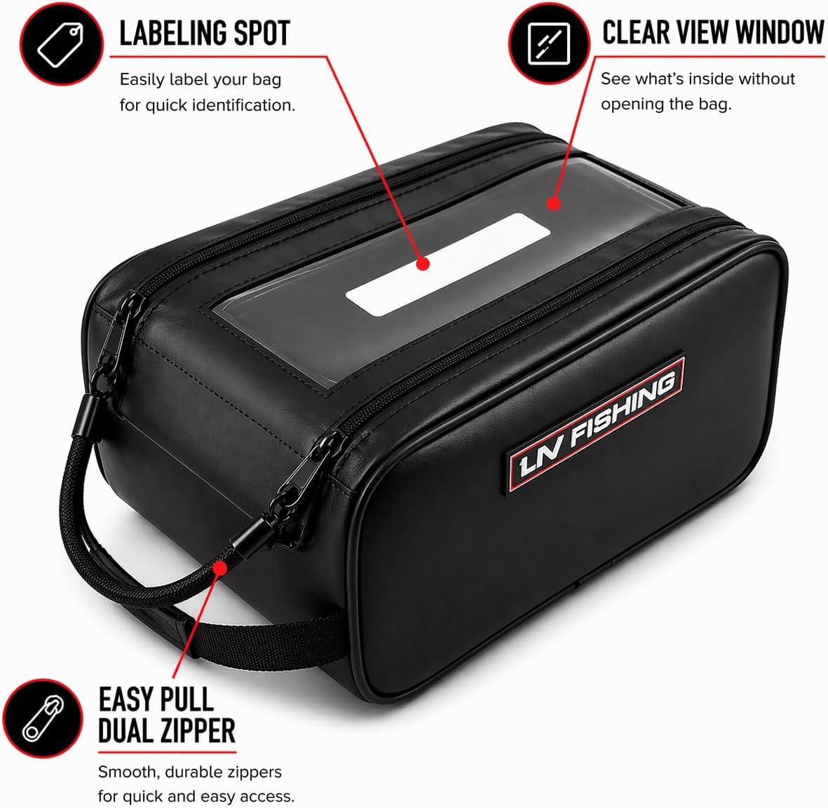 LIV FISHING EZ PRO Tackle Bag - Pull Handle, Clear Window, Fits 25+ Baits