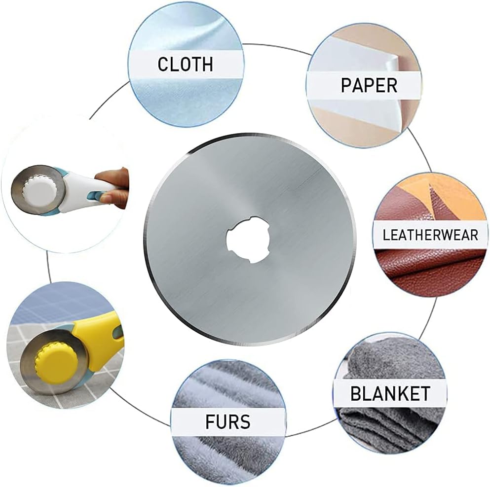 HEADLEY TOOLS 60mm Rotary Cutter Blades 10 Pack Fits Olfa, Fiskars, Replacement Rotary Blade for Arts Crafts Quilting Scrapbooking Sewing, Sharp and Durable