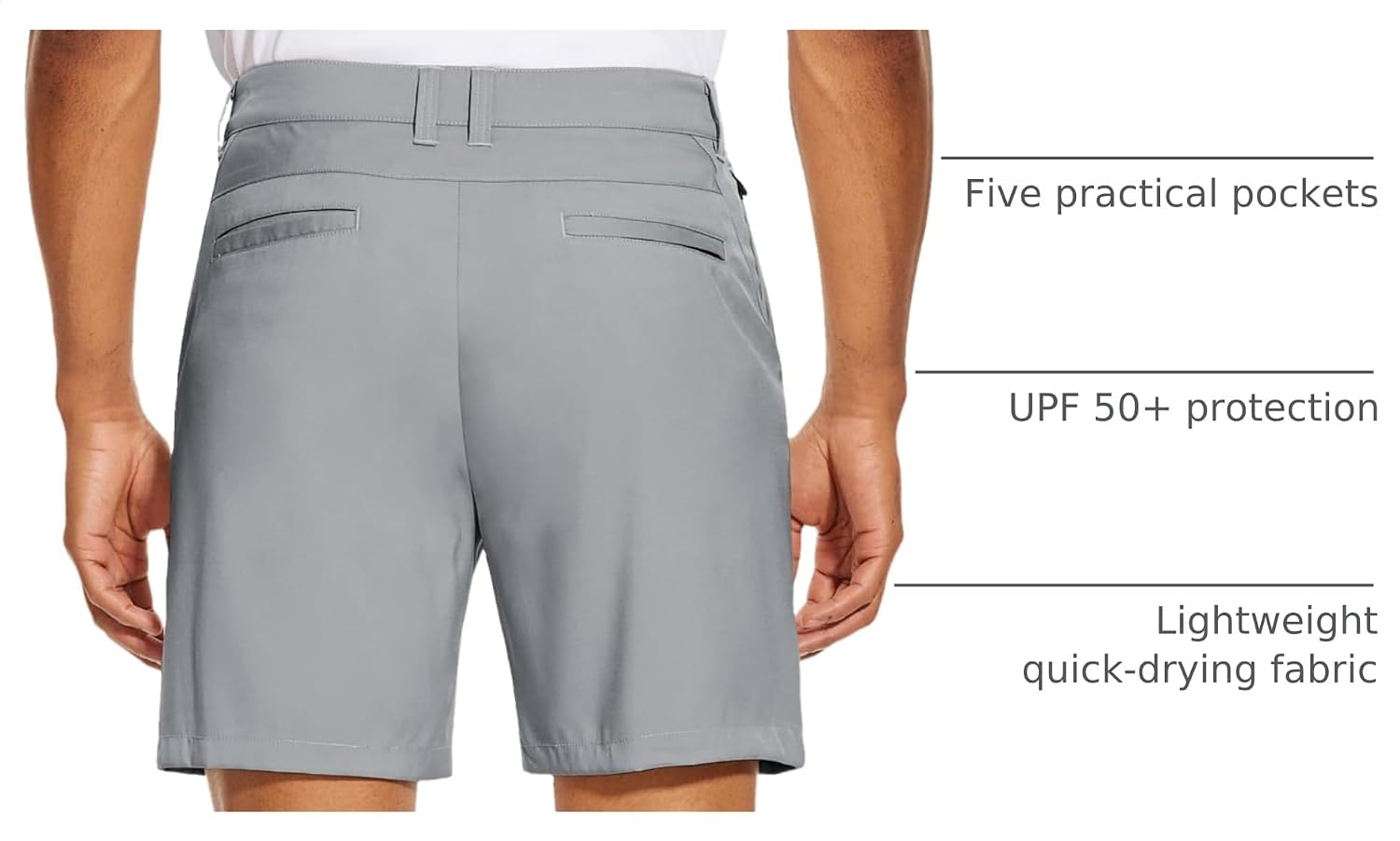 PULI Men's Golf Dress Shorts Flat Front Hybrid 7 Inch with 5 Pockets
