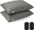 MOON LENCE Camping Pillows 2 Pack, Compressible Camp Pillow with Washable Cover & Carry Bag, Plush Filled Backpacking Pillow for Hiking, Travel, Sleeping 14"x18" Light Grey