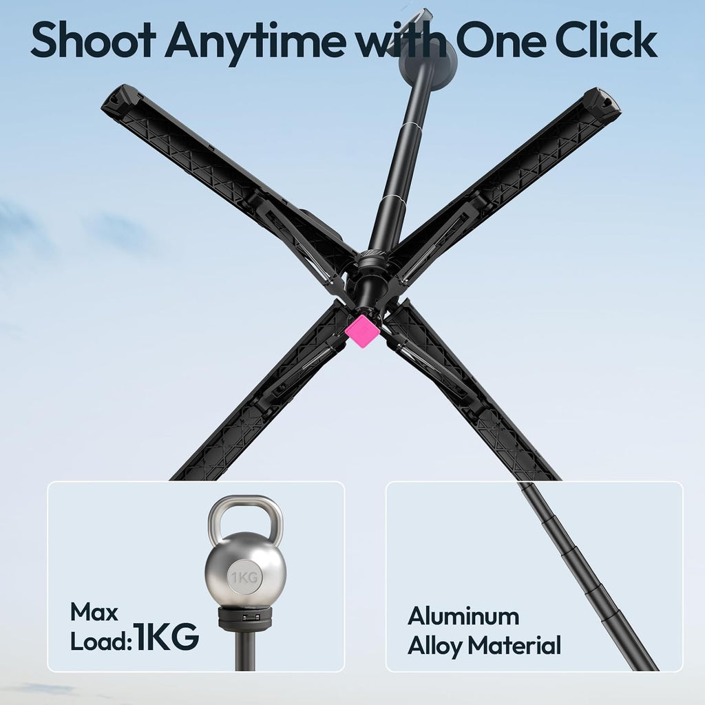 ULANZI MT85 60"Magnetic Phone Tripod for iPhone18Pro Auto Open Selfie Stick