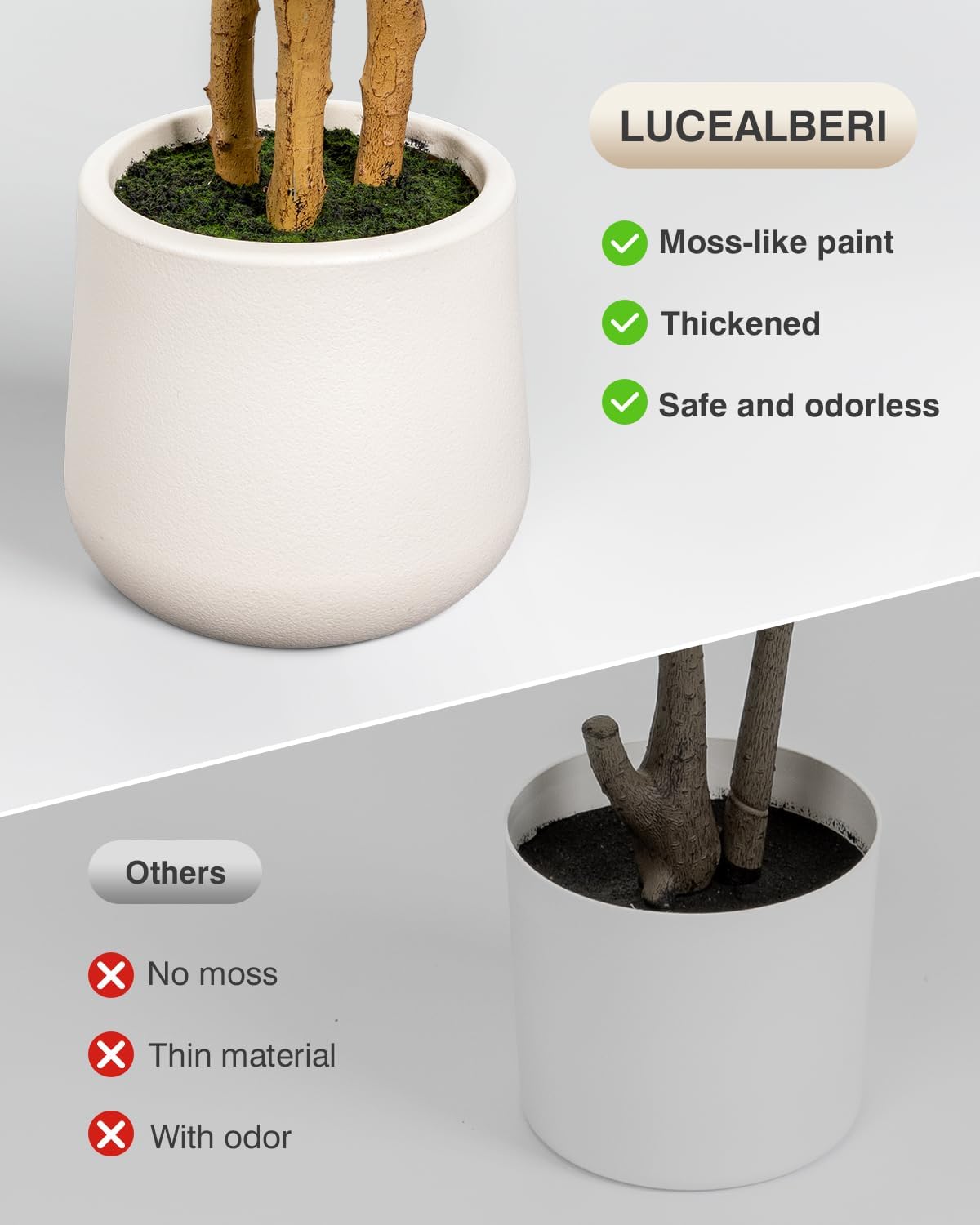 Artificial Fiddle Leaf Fig Tree in Modern White Planter, 5ft