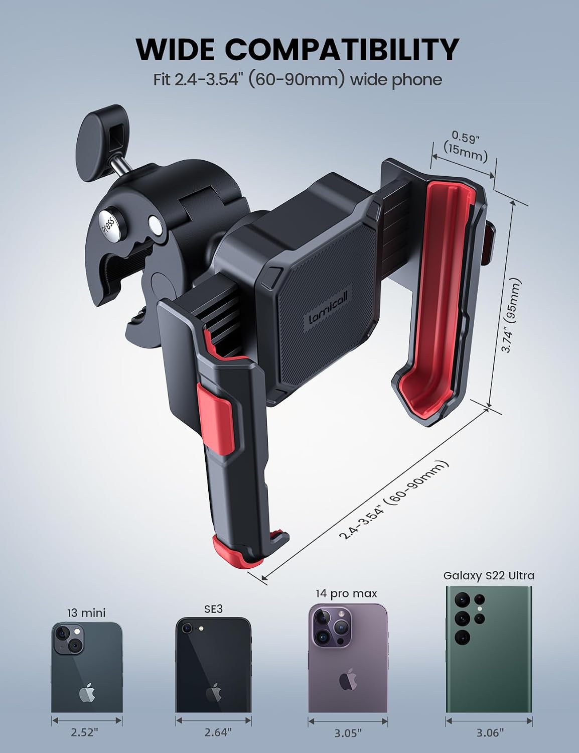 Lamicall Motorcycle Bike Phone Mount, 1s Lock Bike Phone Holder
