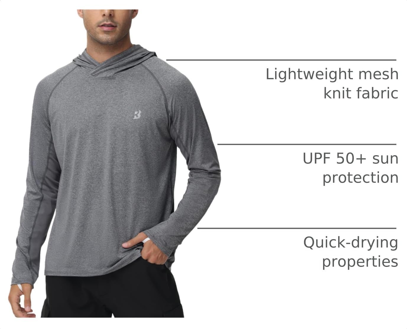 Roadbox Men's UPF 50+ Fishing Shirts, Long Sleeve UV Sun Protection Hoodie