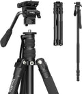 SmallRig CT180 Video Tripod, 72" Camera Tripod Monopod with Fluid Head, Aluminum Camera Tripod, 360° Panorama Fluid Head for Travel, Video, Live Streaming, Vlogging- 3760B