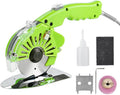 Fabric Rotary Cutter Electric Fabric Scissors, Round Blade Cutting Machine for Multilayer Fabric Leather Cloth Carpet, 5 Speed Adjustable, LED Light, 27mm / 1.1" Cutting Thickness