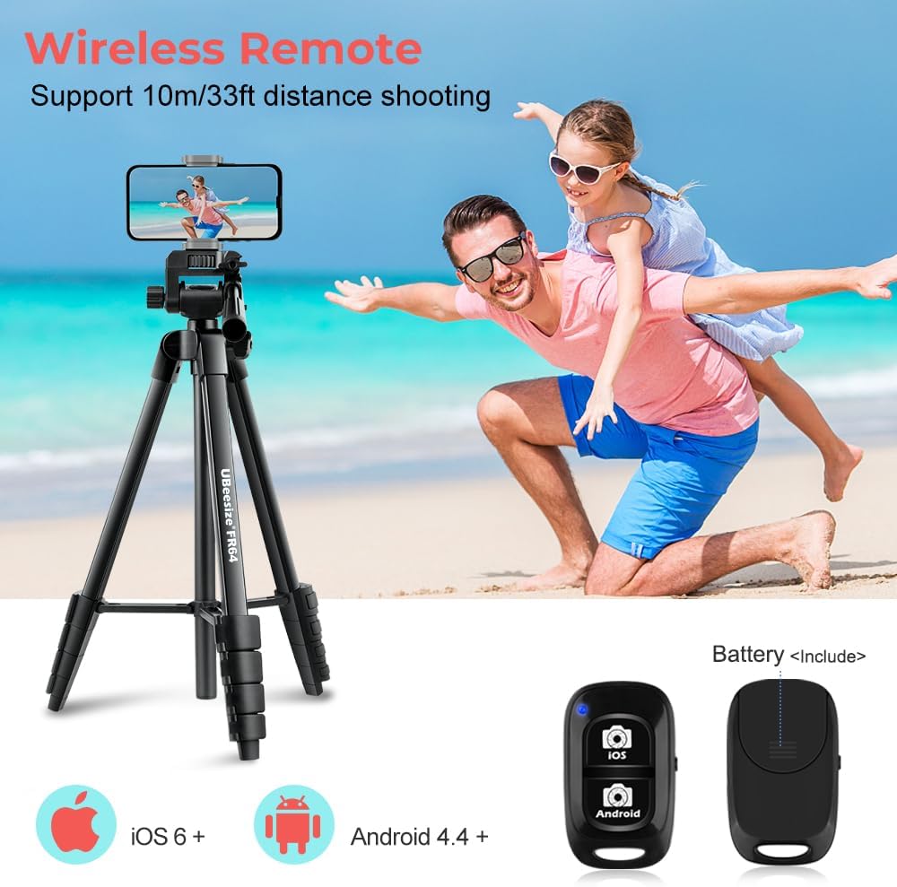 UBeesize 64'' iPad Tripod for iPhone and Camera with Remote & Carry Bag