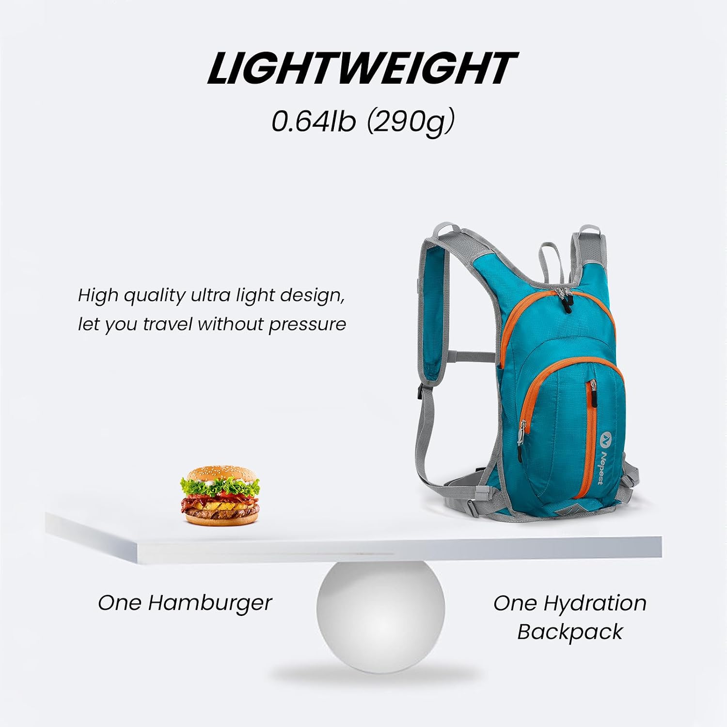 Nepest Hydration Pack Backpack with 2L Water Bladder Reflective Lightweight