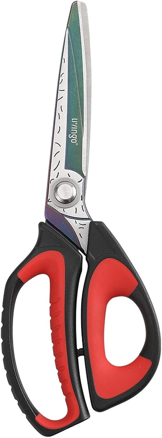 LIVINGO 10" Heavy Duty Multipurpose Shears for Shop & Garden (Red/Black)
