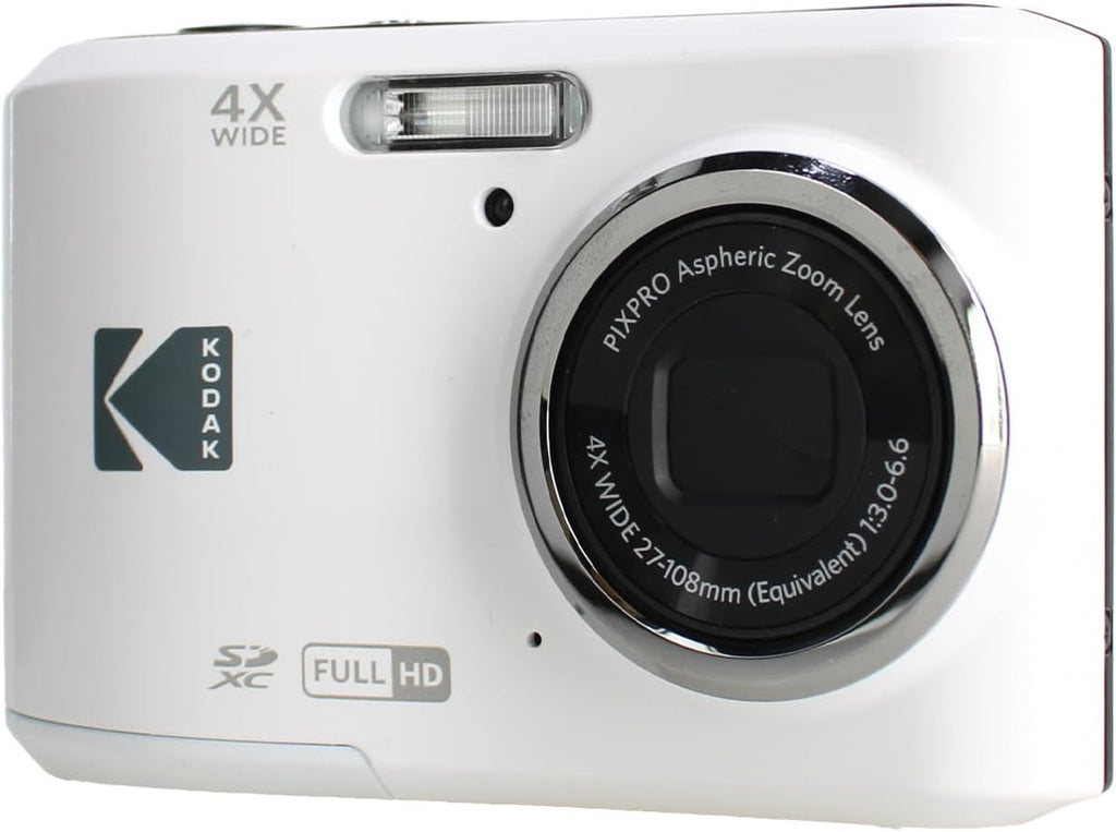 Kodak PIXPRO FZ45 4X Zoom Camera (White) (FZ45WH) + Cleaning Cloth Bundle