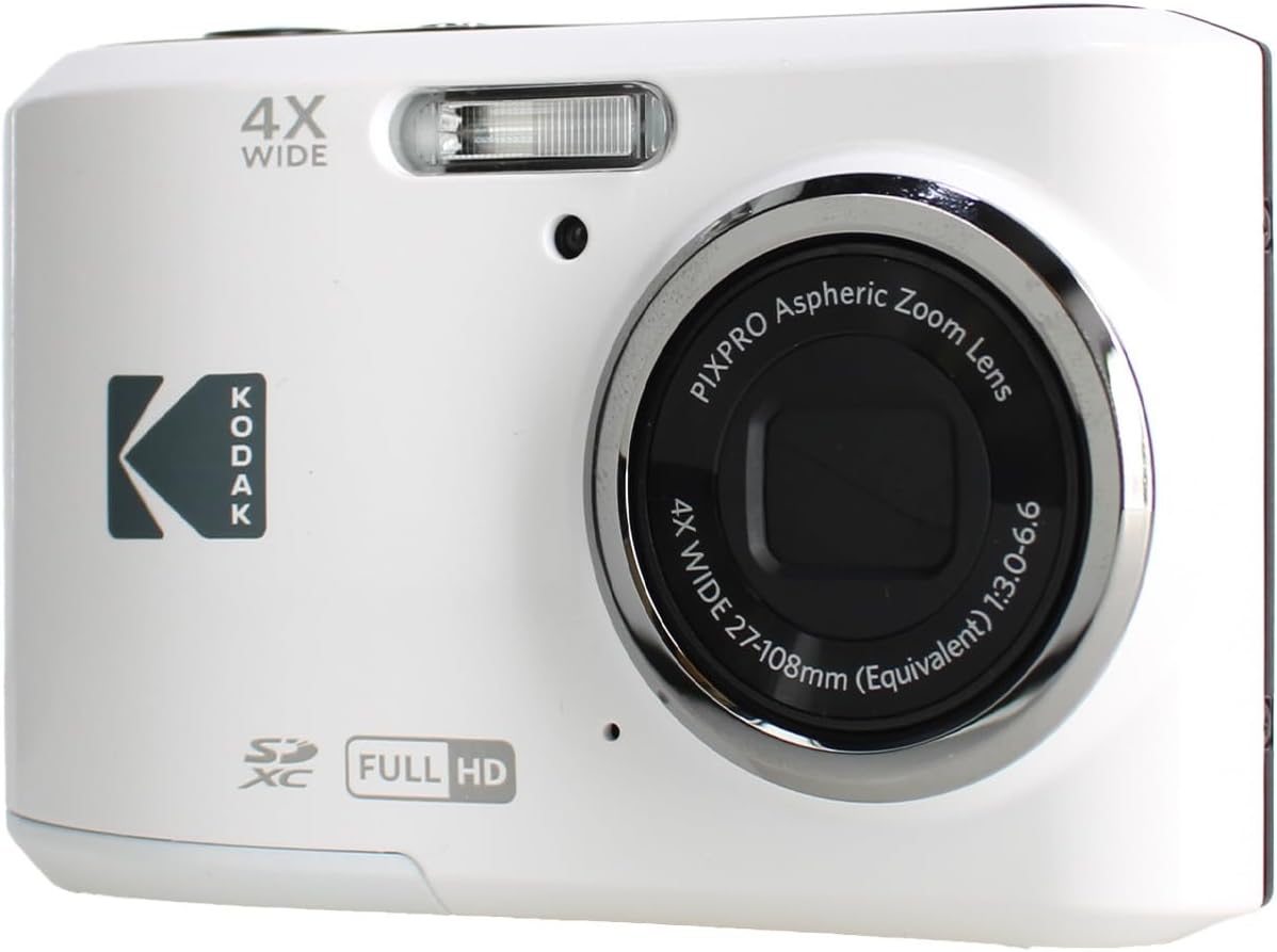Kodak PIXPRO FZ45 4X Zoom Camera (White) (FZ45WH) + Cleaning Cloth Bundle