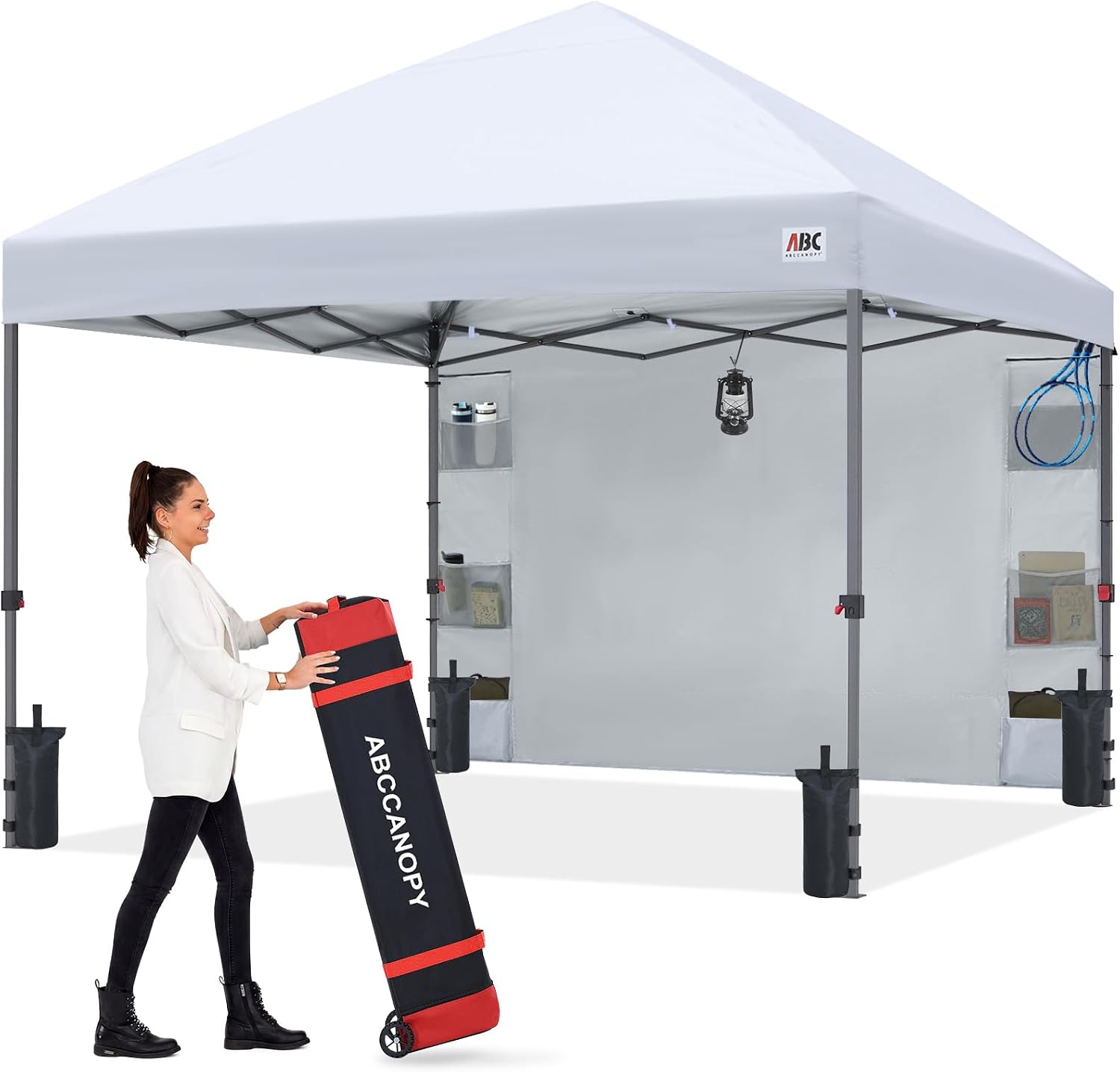 ABCCANOPY 10x10 Heavy Duty Pop Up Canopy Tent with Storage Sidewall, White
