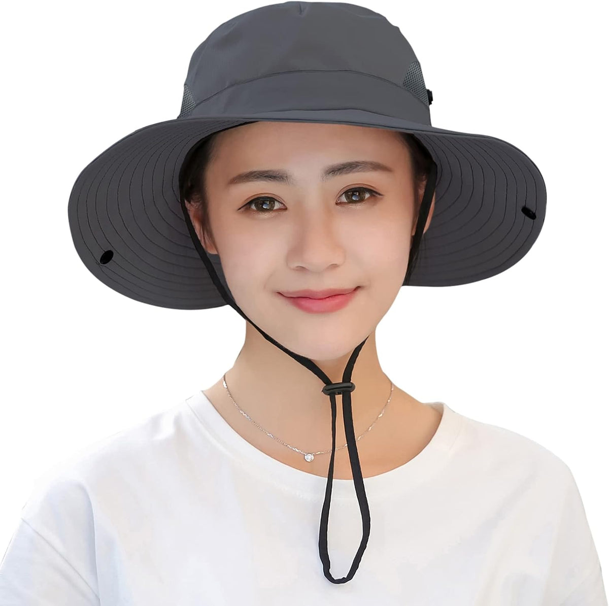 Muryobao Women's Ponytail Sun Hat UV Protection Foldable Mesh Wide Brim Beach Fishing Hat
