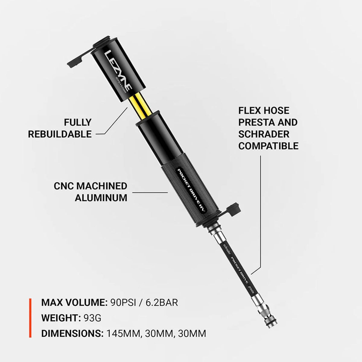LEZYNE Pocket Drive HV Compact Bike Hand Pump