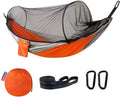Camping Hammock with Mosquito Net - Double & Single Portable Hammocks with 2 Tree Straps, Lightweight Hammock Tent for Outdoor Camping, Hiking, Backpacking, Beach & Backyard (Orange)