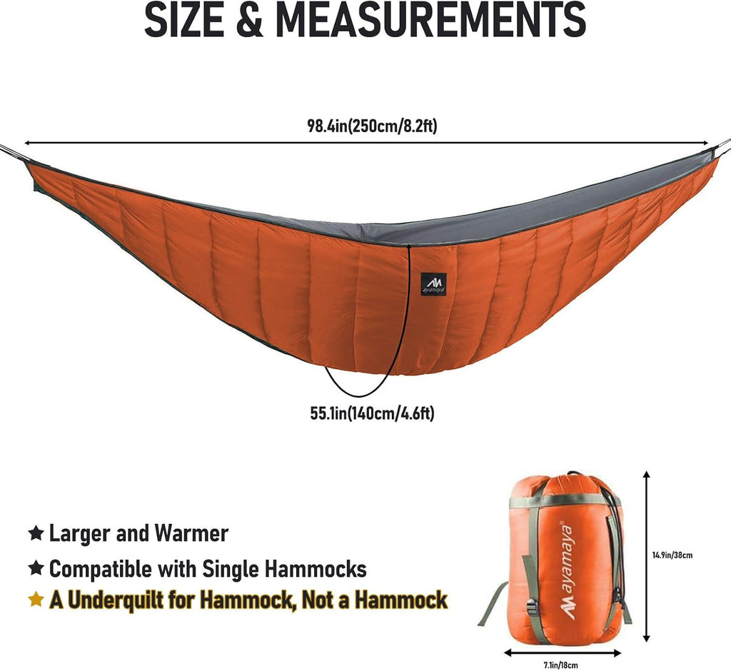 AYAMAYA Single & Double Hammock Underquilt, 4 Season Camping Hammock Quilt