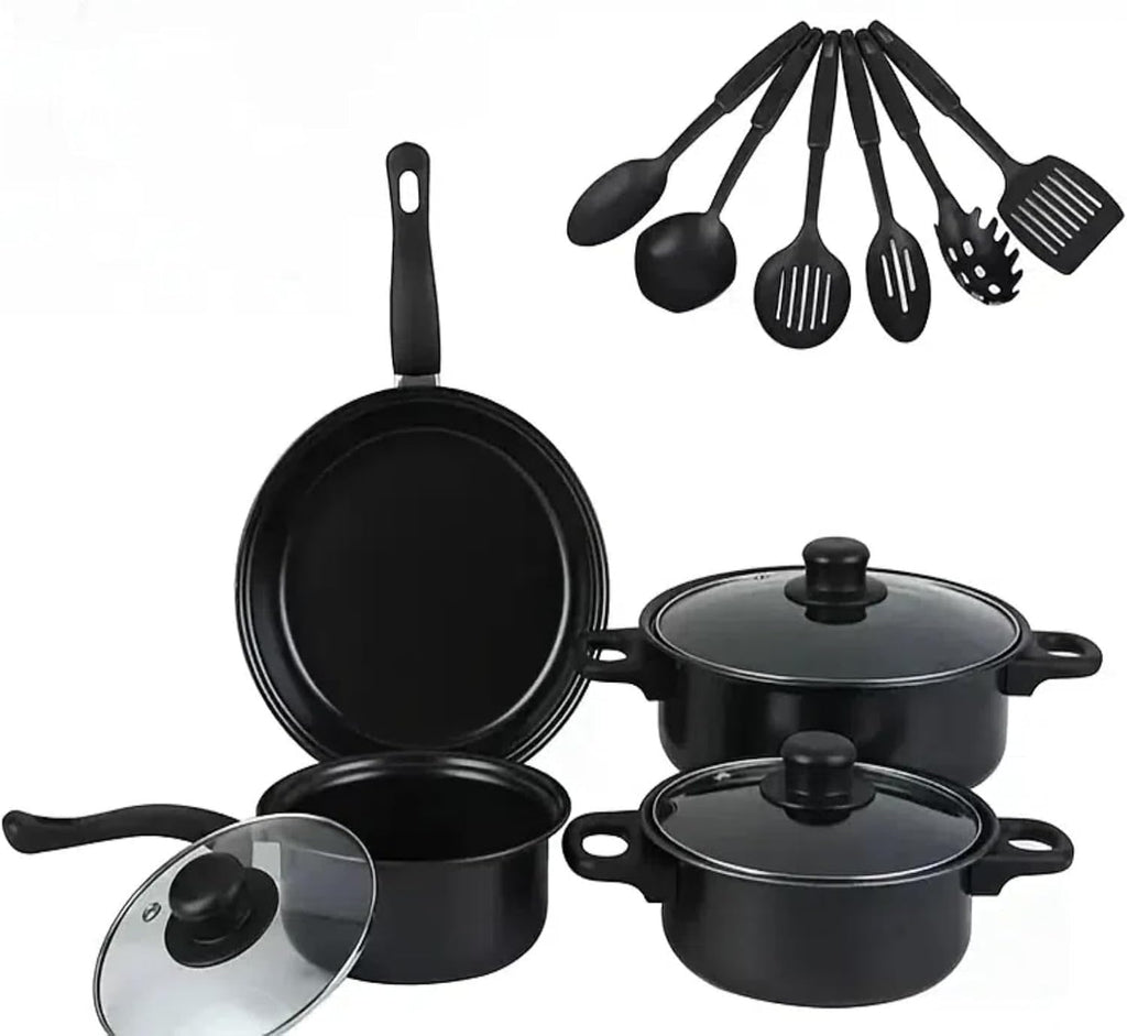 12-Piece Non-Stick Maifan Stone Cookware Sets with Pots, Pans & Lids Set