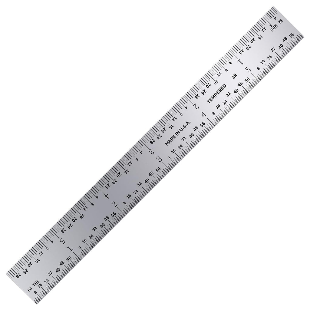 PEC Tools Made in USA 6" Metal Ruler, Rigid, 3 Pack