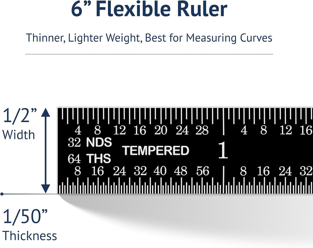 PEC Tools Made in USA 6 Inch Metal Ruler