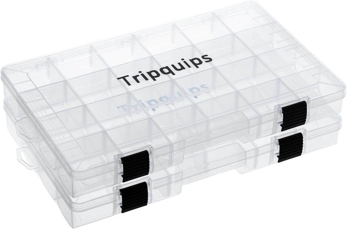 Tripquips 3600 Tackle Trays, Plastic Storage Organizer Box with Removable Dividers - Tackle Boxes - Fishing Tackle Storage - 3700 Tackle Trays - 2 Packs/4 Packs Box Organizer